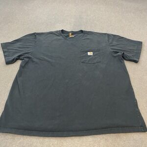 Carhartt Pocket Shirt Mens XL Faded Black Distressed Grunge K87 BLK Logo